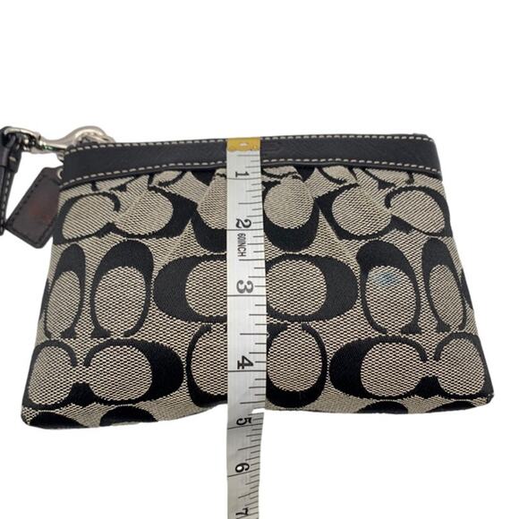 COACH Black Gray Signature Canvas Wristlet - Picture 6 of 7